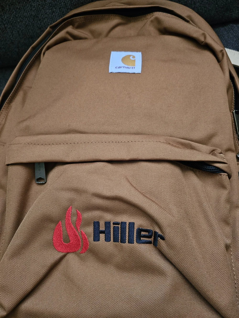 Carhartt Brown Canvas Backpack with Hiller Logo